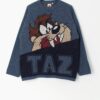 90s Looney Tunes Taz Ski Jumper In Blue Tones Medium