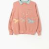 90s Peach Horse Applique Collared Sweatshirt With Beautiful Applique Acrobats And Horses Large