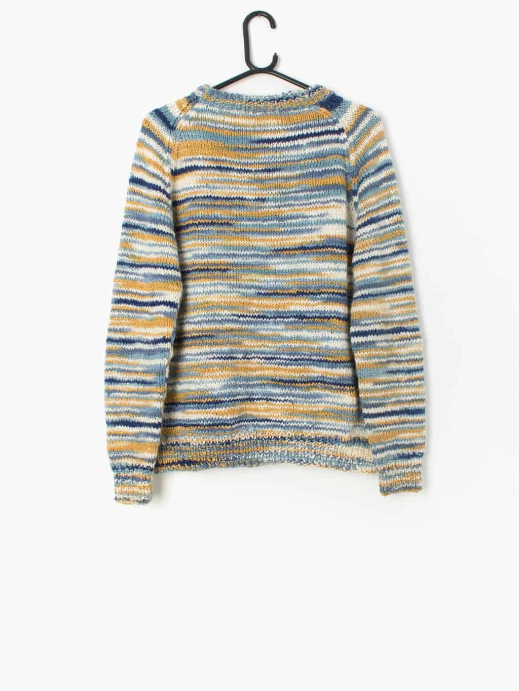 90s Vintage Handknitted Jumper With Multicoloured Stripes Medium 3