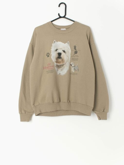 90s Westie Dog Sweatshirt With Large West Highland Terrier Graphic And Facts Large