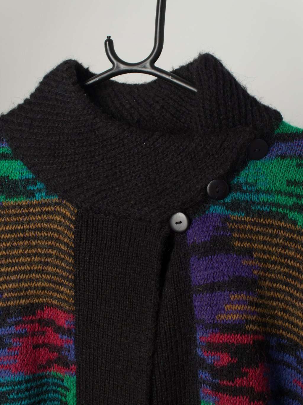 Bright Vintage Knitted Cardigan Coat With Abstract Design Large 2