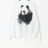 Cute Vintage Panda Sweater In White And Black 80s 90s Free Size