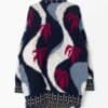 Epic Vintage Wool Cardigan Coat In Navy With Multicoloured Palm Trees And Love Hearts Large Xl 3