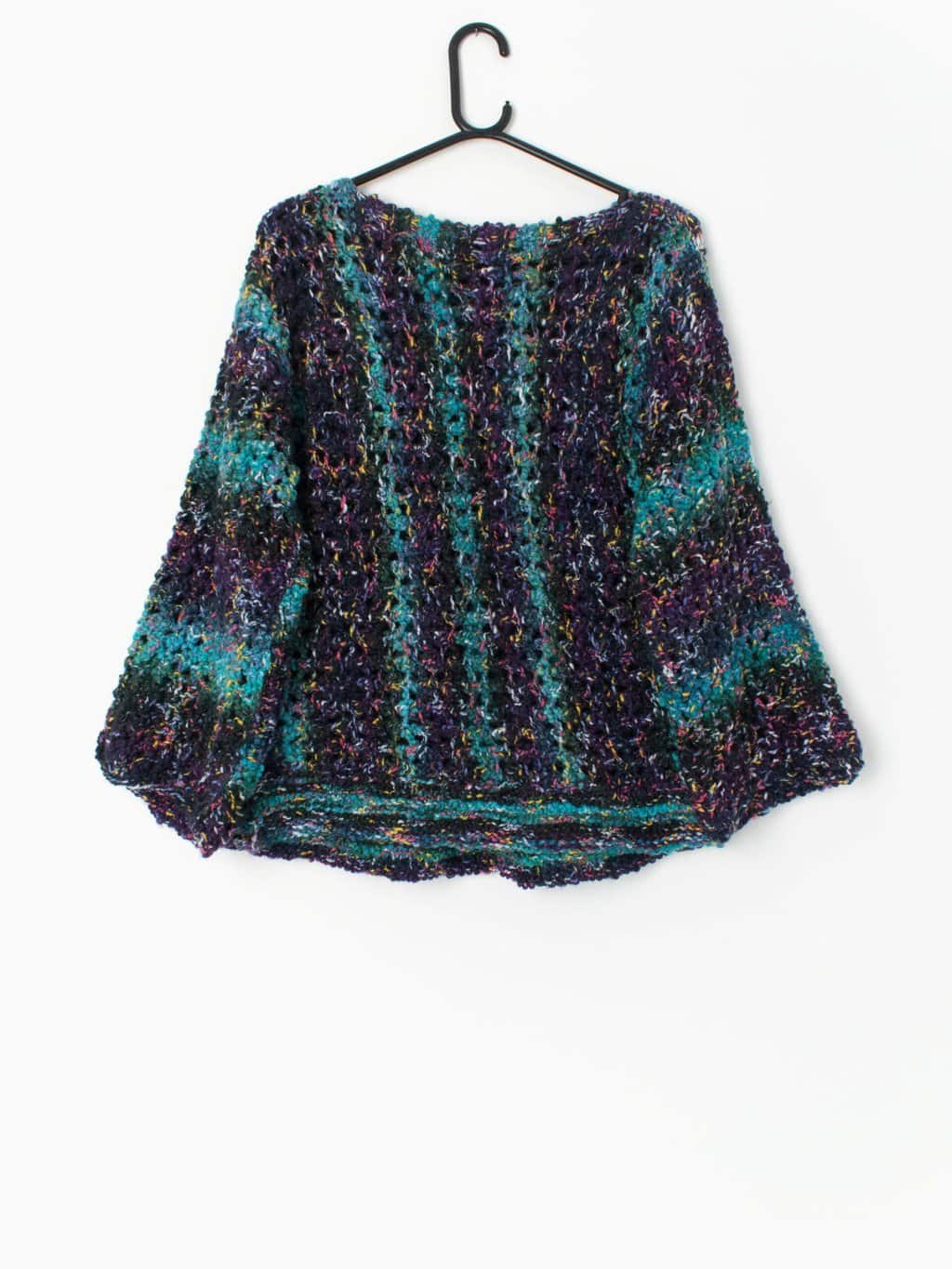 Funky Vintage Hand Knitted Jumper With Multicoloured Marl Wool Medium Large 3