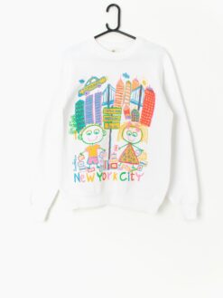 Rare 1980s Danny First Sweatshirt With Neon New York Shopping Trip Illustration Made In Usa Medium
