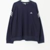 Vintage Adidas Sweatshirt Y2k Navy Blue With White Stripes Xl