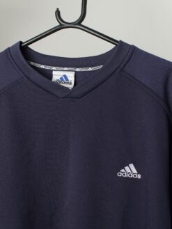 Vintage Adidas Sweatshirt Y2k Navy Blue With White Stripes Xl 2