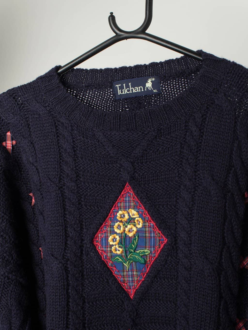 Vintage Cable Knit Jumper With Scottie Dog By Tulchan Large Xl 2