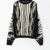 Vintage Coogi Style Jumper In Black And White Large