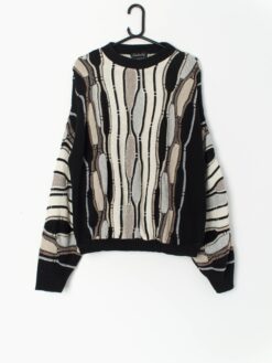 Vintage Coogi Style Jumper In Black And White Large