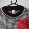Vintage Dogtooth Jumper In Black And White With Large Rose Floral Design Large 2