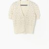 Vintage Hand Knitted Cardigan In Cream With Pastel Bobbles Cute Knitwear Medium Large