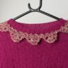 Vintage Hand Knitted Sweater In Raspberry Purple With Frilly Collar Medium 2