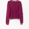 Vintage Hand Knitted Sweater In Raspberry Purple With Frilly Collar Medium 3