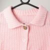 Vintage Handknitted Cardigan In Soft Pink With Collar And Large Buttons Medium Large 2