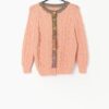 Vintage Handknitted Peach Cardigan With Cute Hawaiian Buttons Small