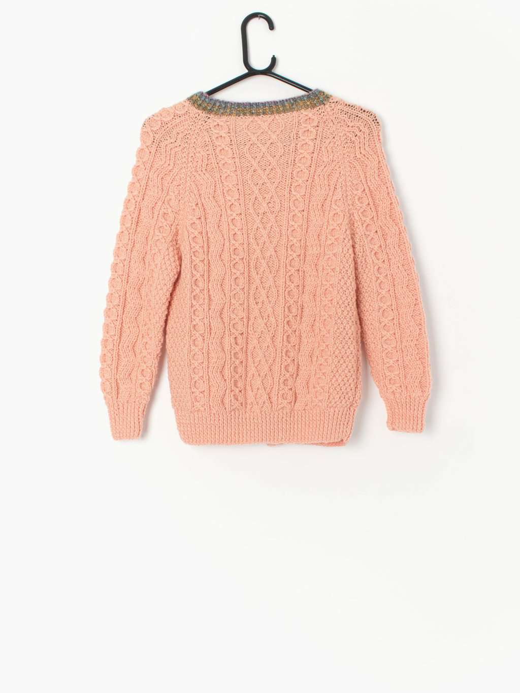 Vintage Handknitted Peach Cardigan With Cute Hawaiian Buttons Small 3