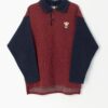 Vintage Heavy Weight Sports Sweater In Burgundy And Navy By Cambe Sport Medium