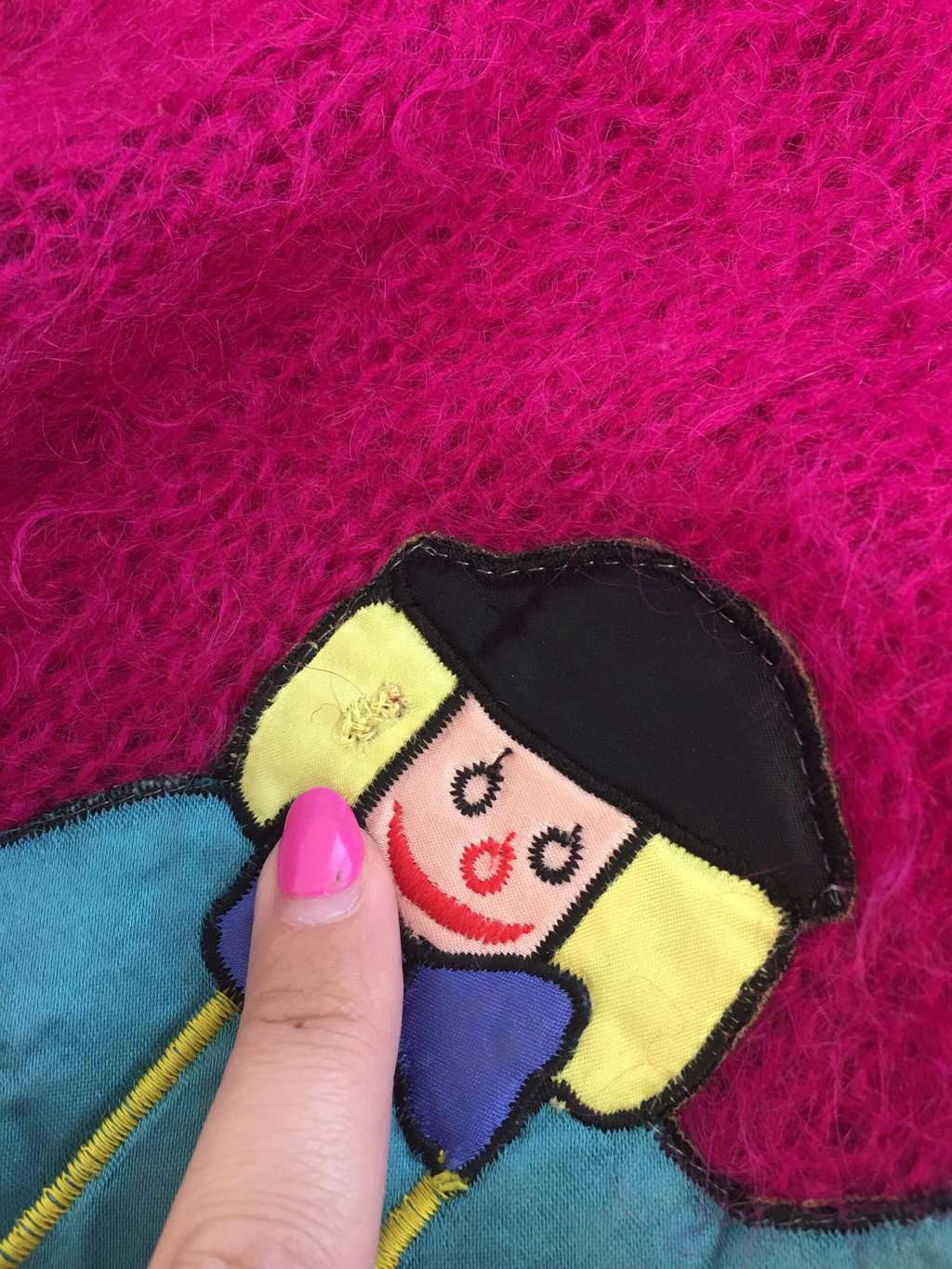 Vintage Hot Pink Mohair Jumper With Clown And Party Balloons Medium 4