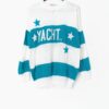 Vintage Knitted Yacht Club Striped Jumper In Blue And White Medium Large