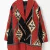 Vintage Mohair Cardigan Coat With Customised Leather Design In Orange And Black 3xl