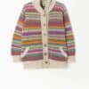Vintage Pachamama Rainbow Cardigan With Multicoloured Stripes 100 Wool Small