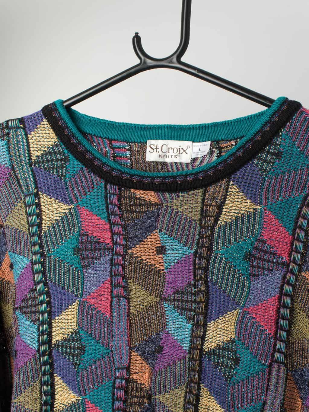 Vintage Purple Coogi Style Jumper Made In The Usa Large 2