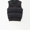 Vintage Shetland Wool Vest With Grungy Abstract Print Small Medium