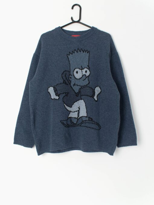 Vintage The Simpsons Ski Sweater With Bart Simpson Snowboarding Medium Large