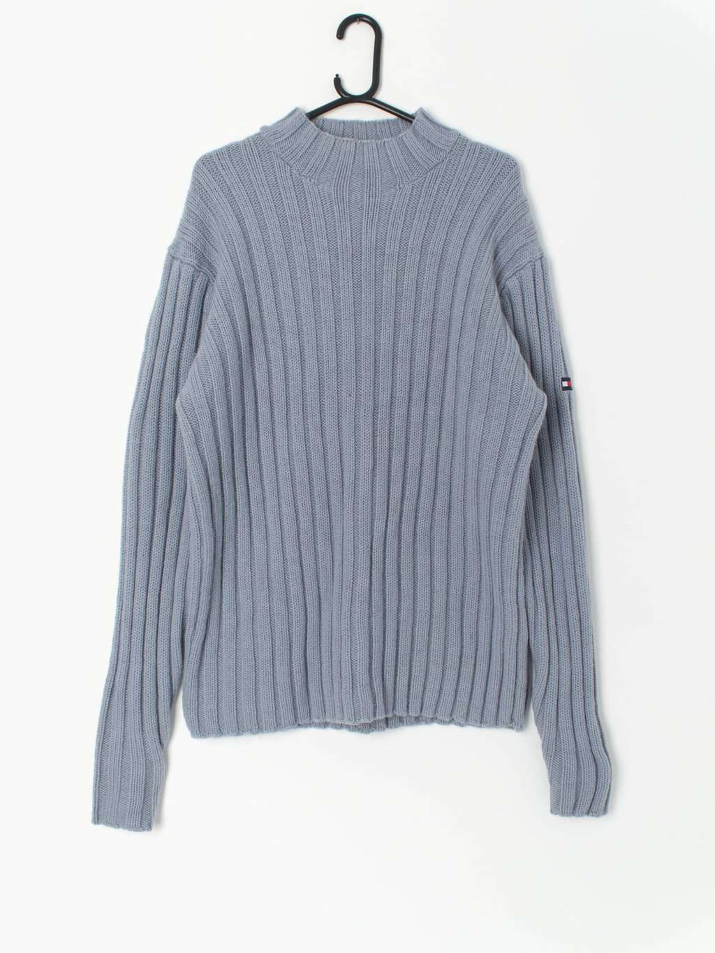 Vintage Tommy Hilfiger Jumper In Thick Blue Wool 90s Large