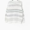 Vintage White Knitted Cotton Jumper With Yellow Green And Blue Pattern Made In The Usa Medium