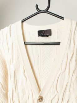 Vintage White Minimalist Coogi Style Cardigan Medium Large 2