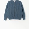 Womens Vintage St Michael Cardigan In Soft Blue Cable Knit Wool 1980s Medium