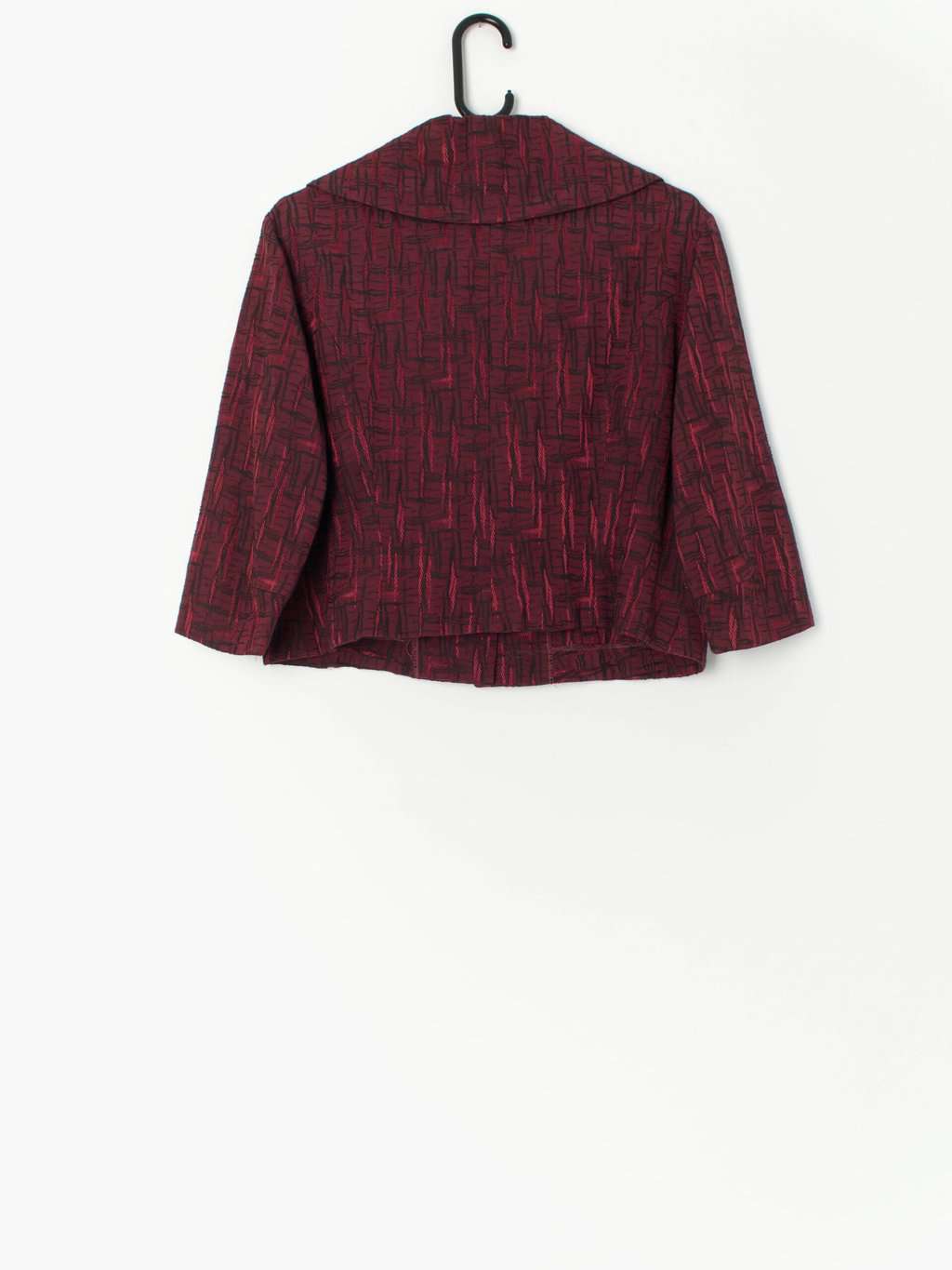 1960 Brocade Jacket In Wine Red And Black Medium Large 3