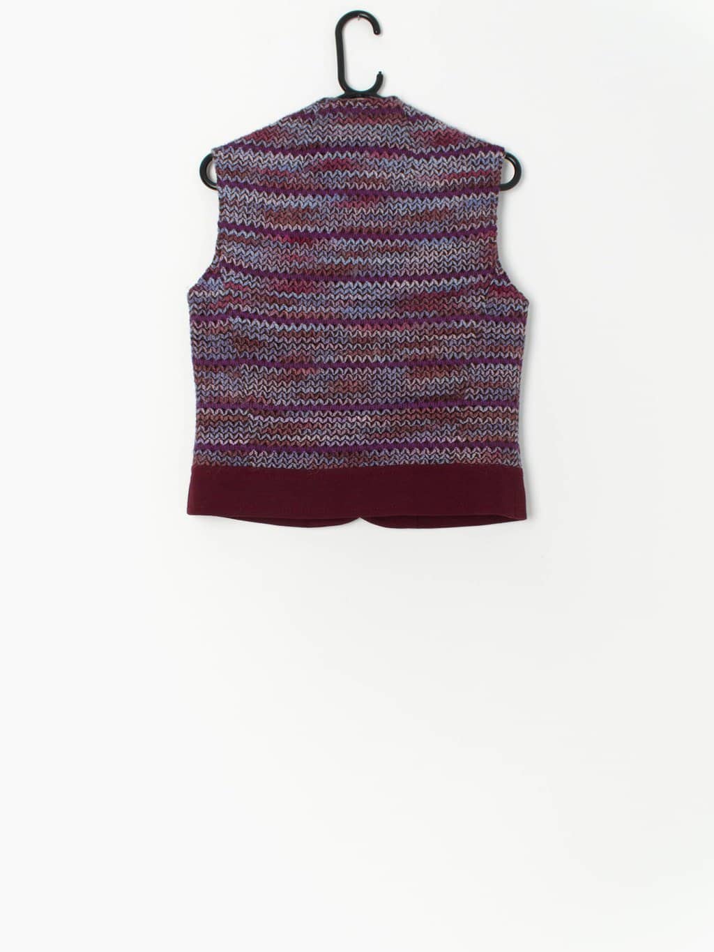 1960s Vintage Plum Harella Wool Waistcoat With Purple Knitted Detail Medium 3