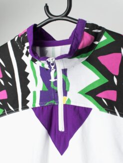 1980s sweatshirt with quarter zip and loud crazy abstract print - Medium / Large