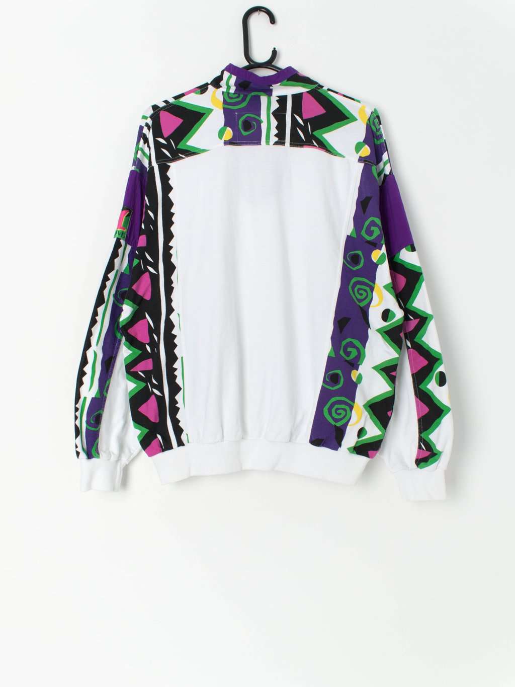 1980s sweatshirt with quarter zip and loud crazy abstract print - Medium / Large