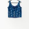 60s sequin mermaid top in blue and white - Medium