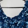 60s sequin mermaid top in blue and white - Medium