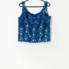 60s sequin mermaid top in blue and white - Medium