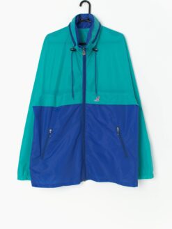 80s Vintage K Way Windbreaker Jacket In Blue And Green Large