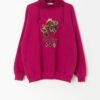 90s barbie pink collared sweatshirt with large embroidered design - Medium