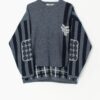 90s Blue Ski Sweater With Geometric Design Xl