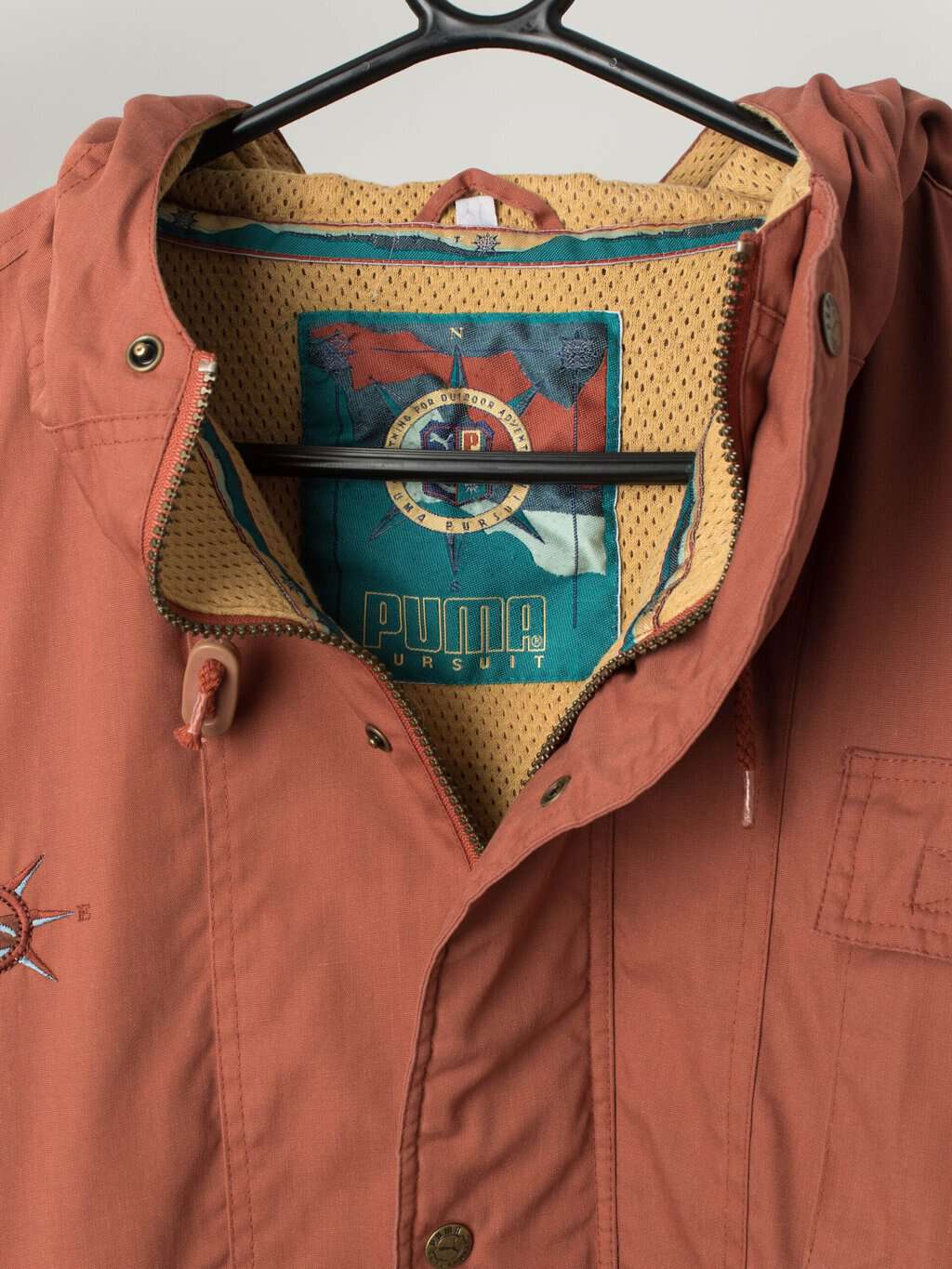 90s Men's Puma Pursuit outdoor Jacket in rust orange - Medium