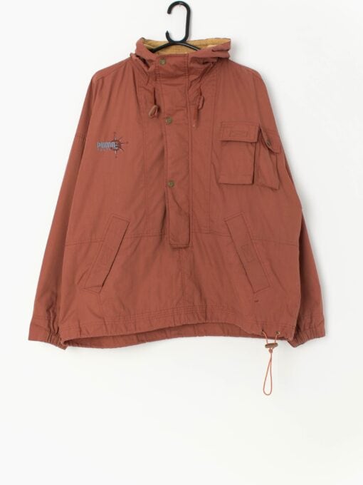 90s Men's Puma Pursuit outdoor Jacket in rust orange - Medium