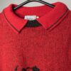 90s Vintage Collared Panda Jumper In Red Medium Large 2