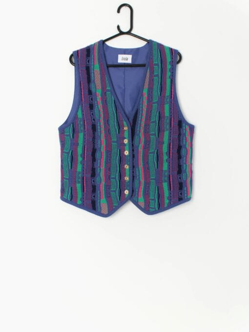 90s Vintage Coogi Style Knitted Waistcoat Vest Large