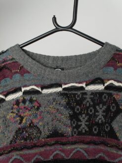 90s vintage Coogi style sweater in grey - XXL