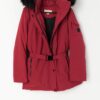 90s Vintage Michael Kors Red Coat With Faux Fur Trimmed Hood Large 3