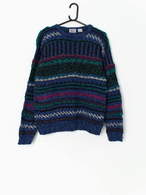 Bright vintage coogi style jumper in bold colourway - Small / Medium